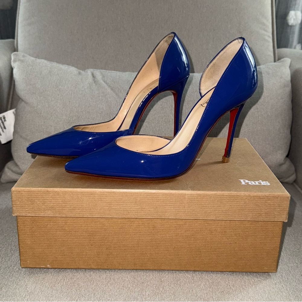 Christian Louboutin Iriza 100mm Pervenche Patent Pumps - Picture 3 of 10